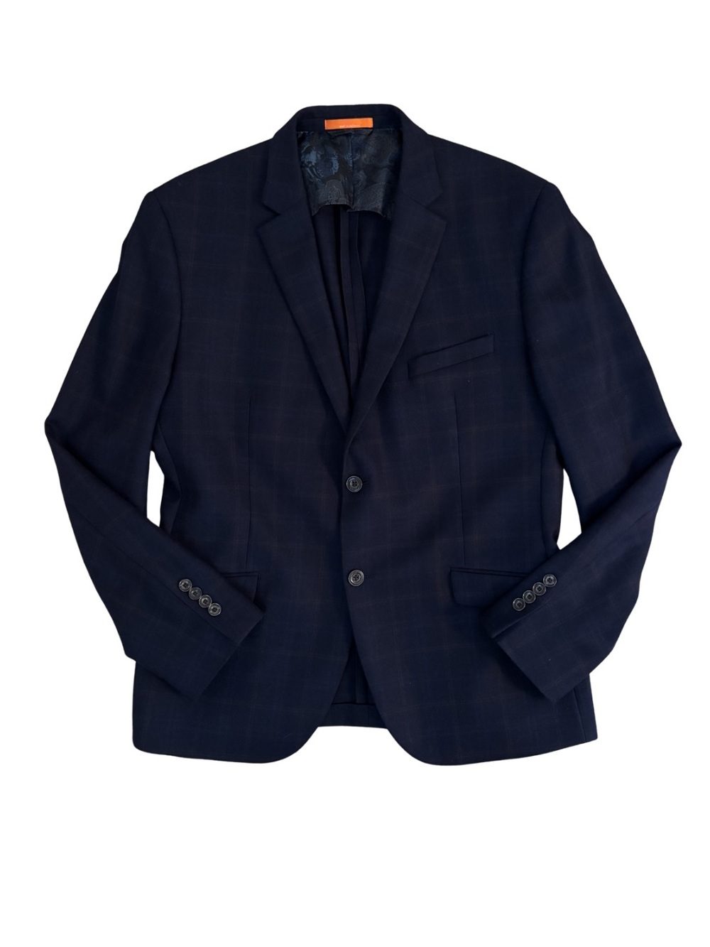 Tallis Wool Navy Blue Windowpane Two-Button Blazer
